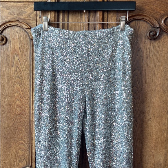Greylin Sequin-Trim Pants in Silver-Grey - Picture 2 of 7